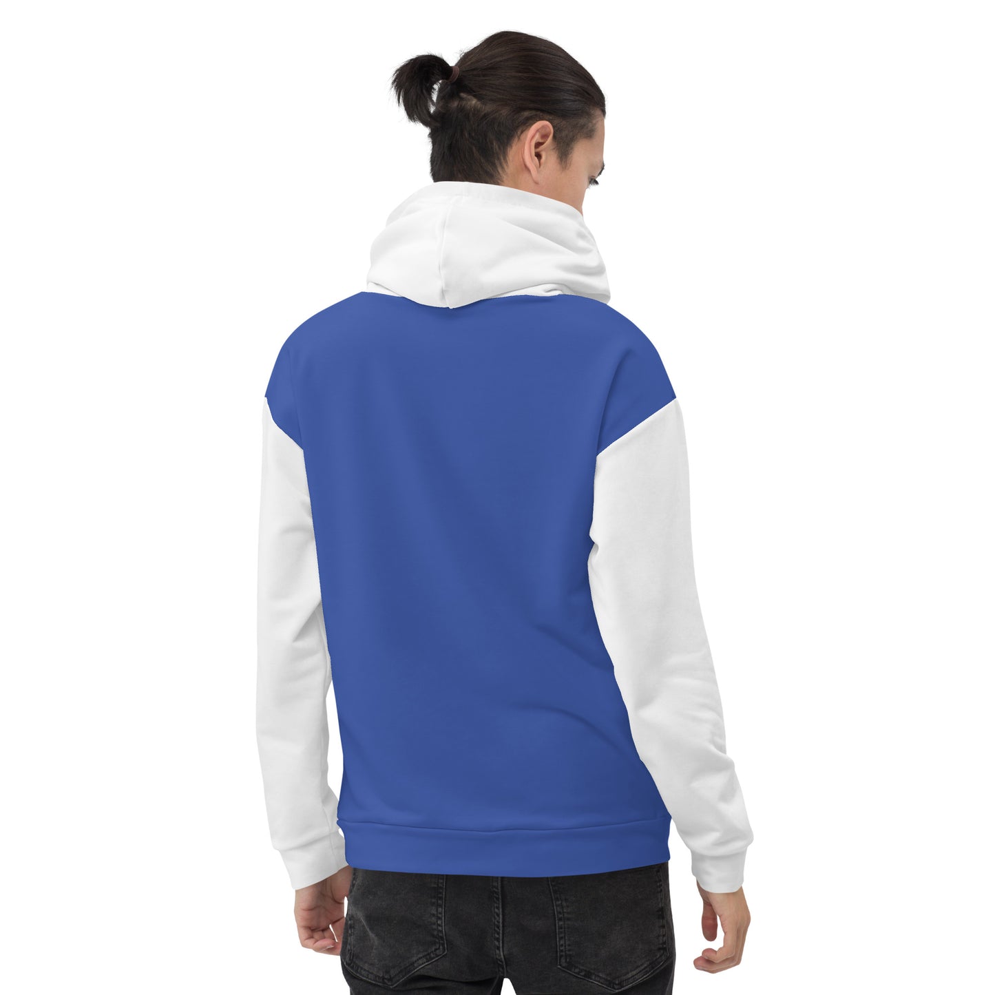 Classic Color Blocking White and Blue Unisex Hoodie