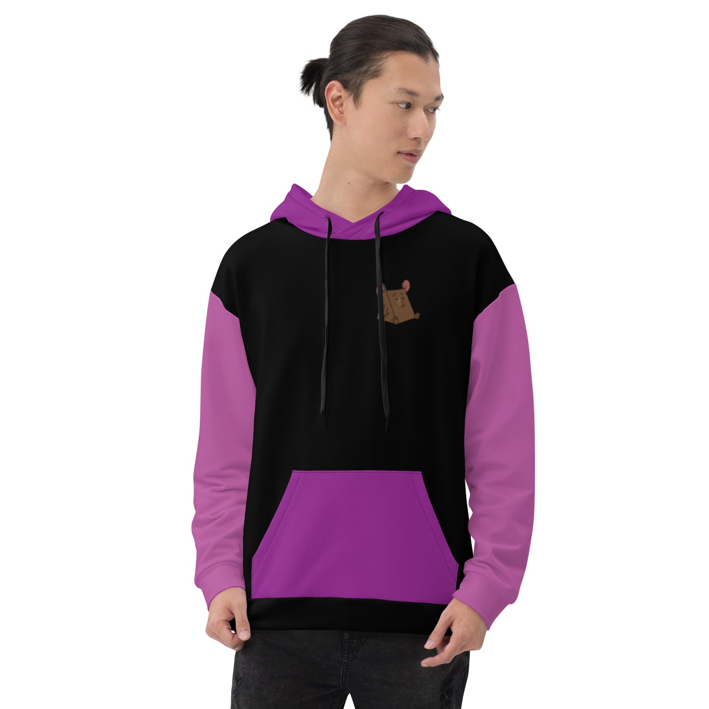 Classic Color Blocking Black and Purple Unisex Hoodie