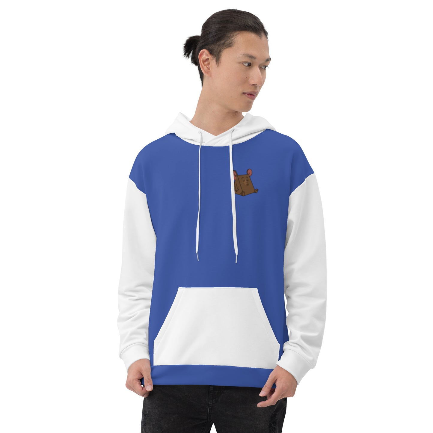 Classic Color Blocking White and Blue Unisex Hoodie