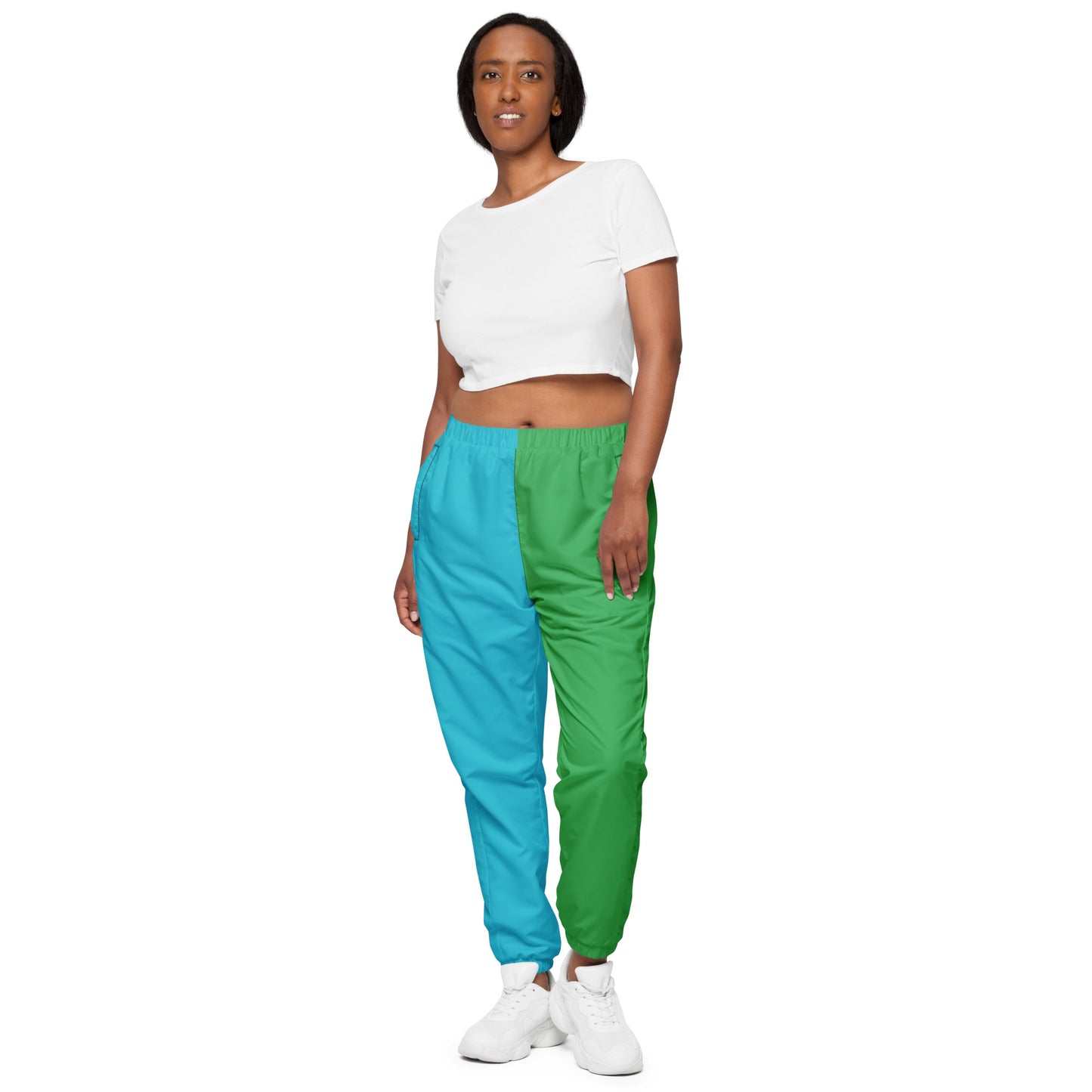 2 Tone Cyan and Green Unisex track pants